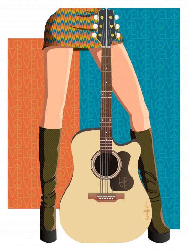 Girl and Guitar - Peace and Love by Wagner Hardt